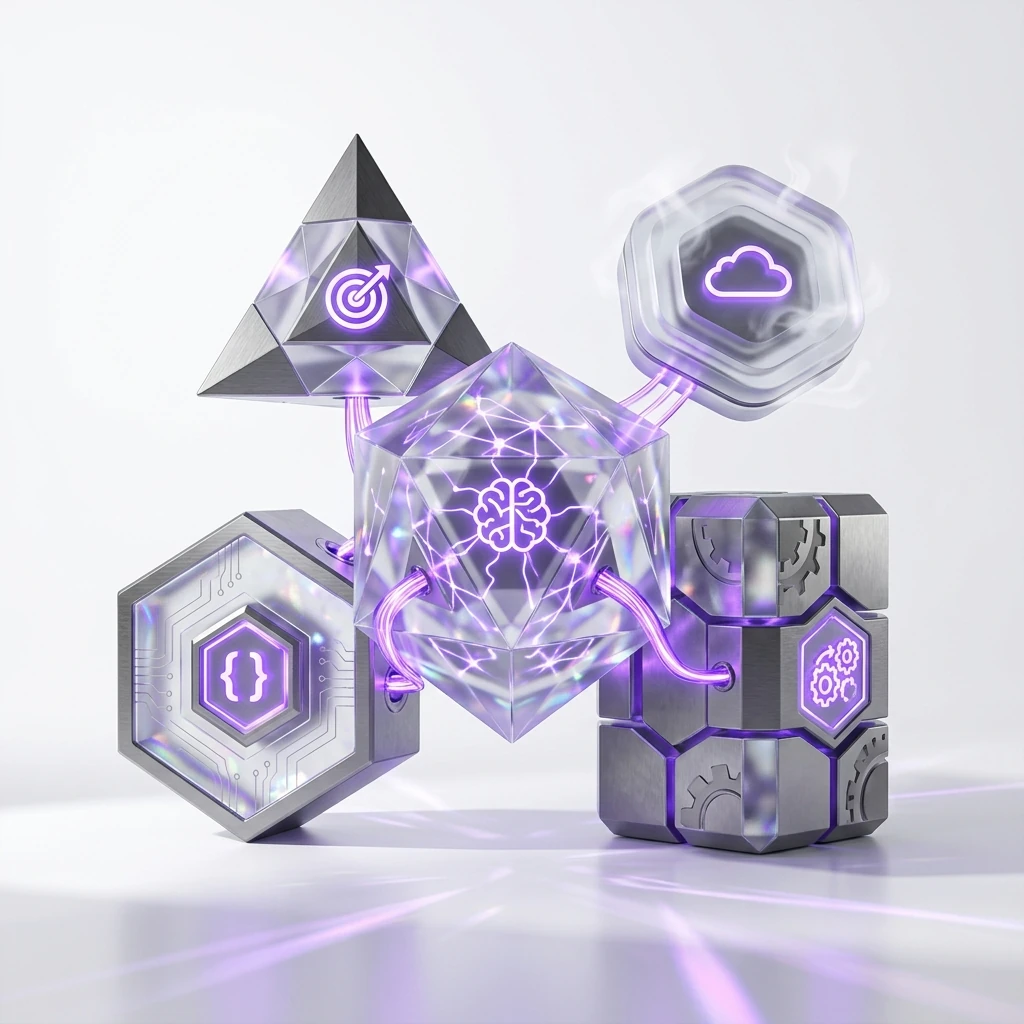 Interconnected 5-pillar architecture — Software, Marketing, AI, Cloud, and Operations